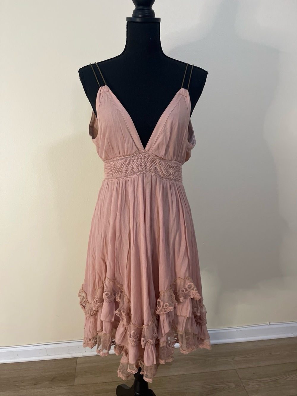 Arden B Blush Pink Tiered Spaghetti-Strap Mini Dress